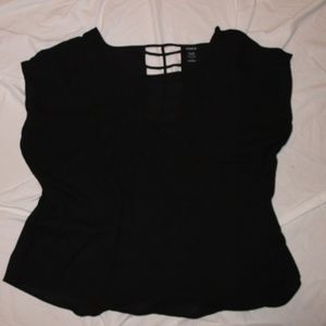 Torrid Black Blouse - Cage Back Detail